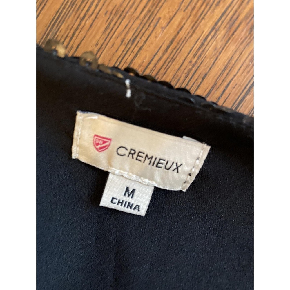 Y2k Vtg Cremieux shirt Black White Sequin Sz M Whimsigoth Grannycore - Picture 11 of 13